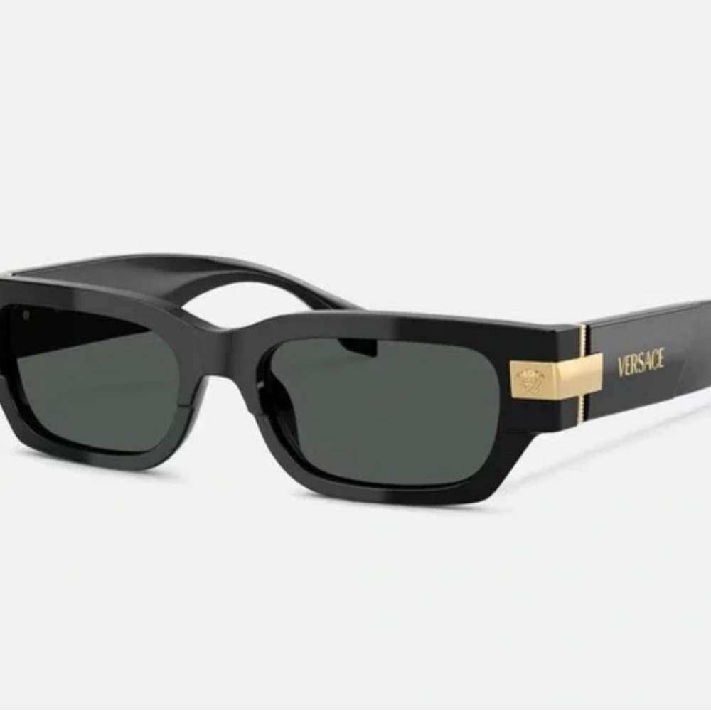 Versace Black Rectangular Sunglasses NWT - image 2